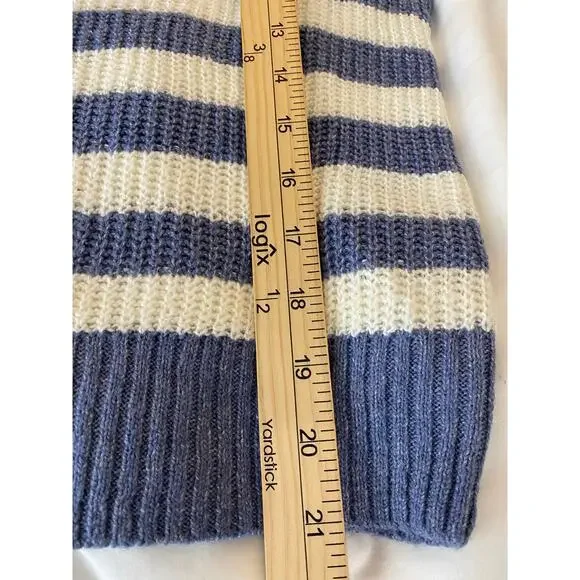 American Eagle Blue and White Striped Collared Sweater - Picture 5 of 7